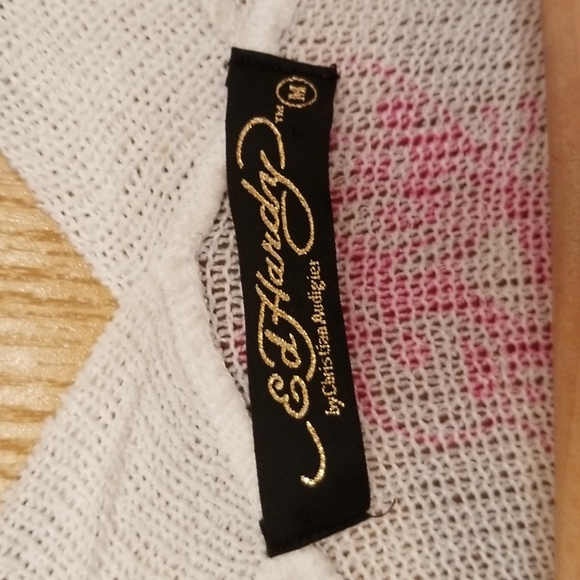 Ed Hardy by Christian Audigier ladies size M tank top butterflies and florals - Picture 3 of 6